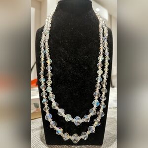 Vintage Aurora Borealis Crystal Beads Necklace